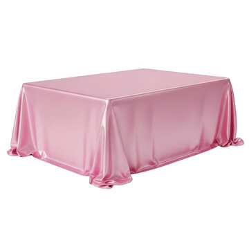 Pink rectangular tablecloth on a flat surface