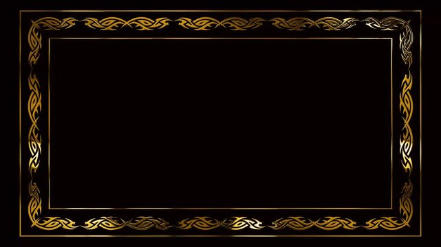 gold frame with tribal lines ornament on black background