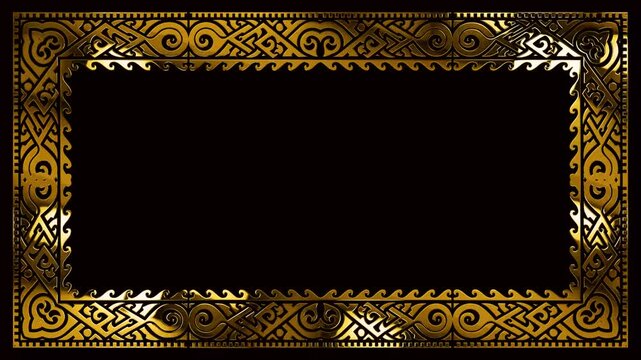 gold frame with ethnic lines ornament on black background