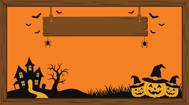 A spooktacular halloween scene a vintage inspired background featuring a haunted house bats pumpkins and an eerie orange gradient sky for festive celebrations