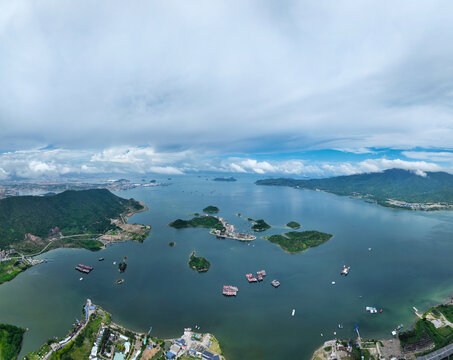 Aerial photography of Dongsheng Island, Xiaogui Bay, Daya Bay, Huizhou City, Guangdong Province