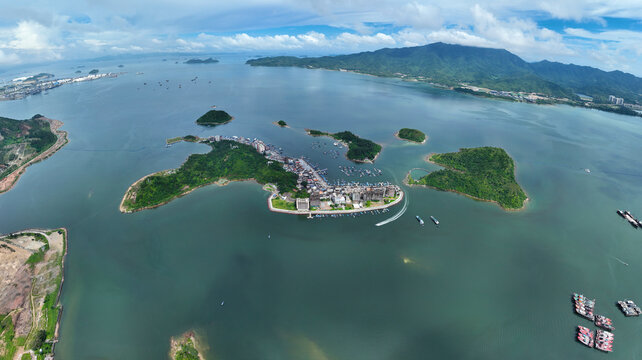 Aerial photography of Dongsheng Island, Xiaogui Bay, Daya Bay, Huizhou City, Guangdong Province