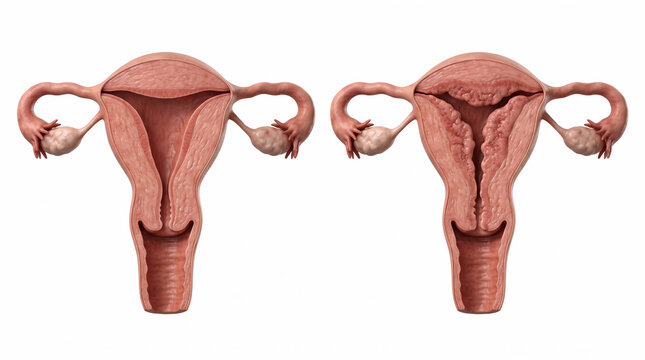 Healthy Uterus Compared with Endometrial Hyperplasia and Thickened Lining