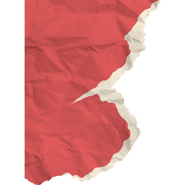Red crumpled paper with jagged torn edges for creative design elements