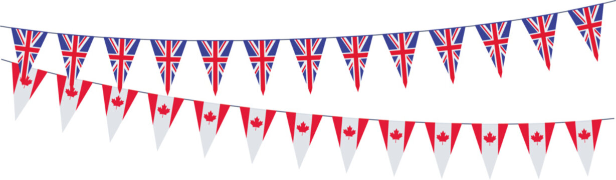 Garlands with pennants from United Kingdom and Canada