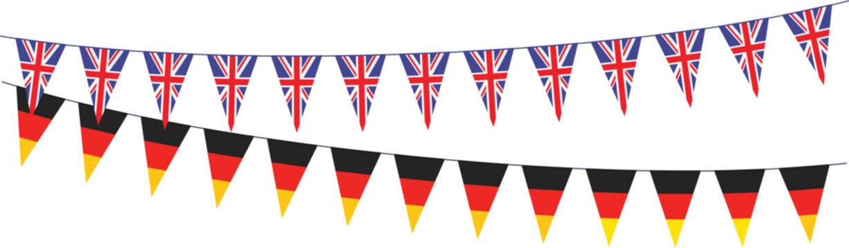 Garlands with pennants from United Kingdom and Germany