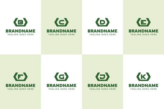 Letters UB UC UD UE UF UG UJ UK Hexagon Monogram Logo Set, for BU CU DU EU FU GU JU KU initials