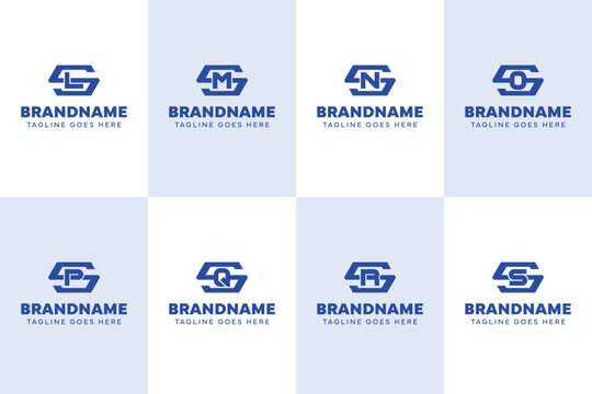 Letters SL SM SN SO SP SQ SR SS Hexagon Monogram Logo Set, for LS MS NS OS PS QS RS SS initials