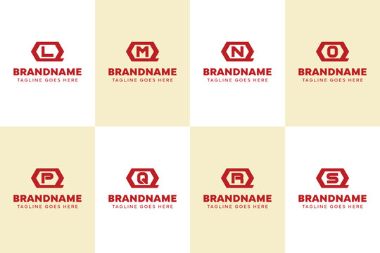 Letters QL QM QN QO QP QQ QR QS Hexagon Monogram Logo Set, for LQ MQ NQ OQ PQ QQ RQ SQ initials