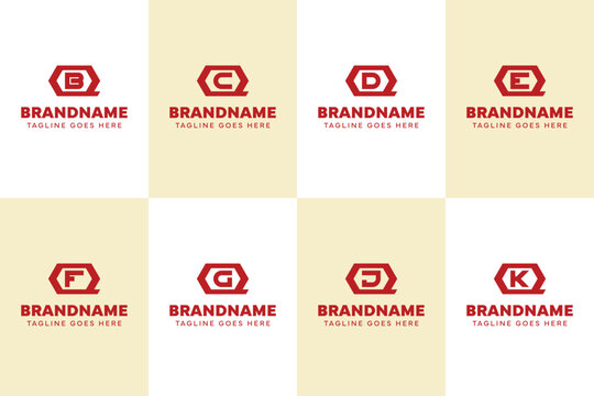 Letters QB QC QD QE QF QG QJ QK Hexagon Monogram Logo Set, for BQ CQ DQ EQ FQ GQ JQ KQ initials