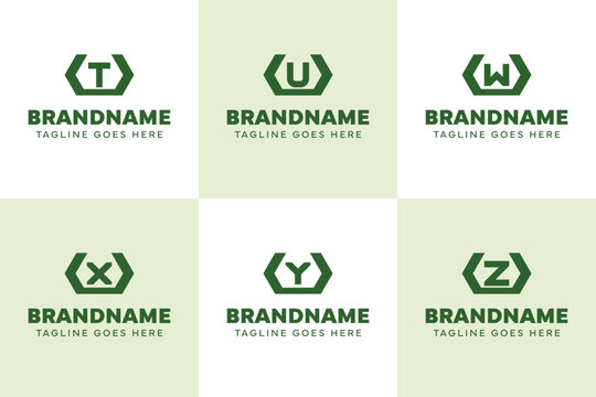 Letters UT UU UW UX UY UZ Hexagon Monogram Logo Set, for TU UU WU XU YU ZU initials