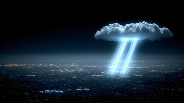 floating in outer space while artificial intelligence conducts beams of light across the cosmos, epic scale, photorealistic detail