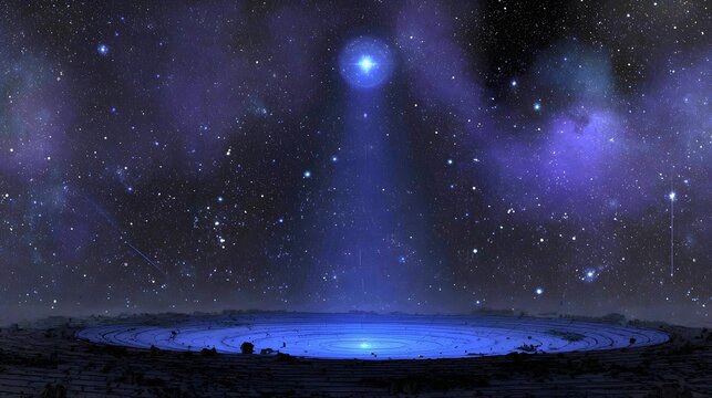 floating in outer space while artificial intelligence conducts beams of light across the cosmos, epic scale, photorealistic detail
