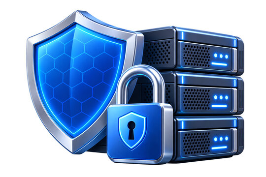 Secure Server Data Protection Shield Lock Icon