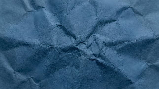 Dark blue crumpled paper texture background with creases and folds creating a rugged abstract surface