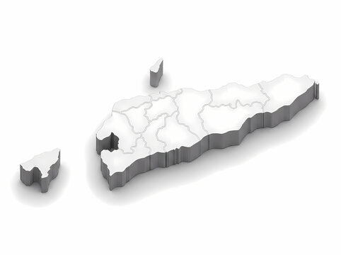 3D Timor Leste Map with Province Borders