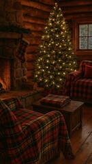 Fototapeta premium Cozy cabin Christmas ambiance mobile wallpaper