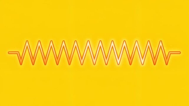 Vibrant yellow background with a zigzag red waveform pattern creating a dynamic visual effect