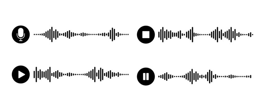 Voice Recording UI Audio Waveform Sound Record Player Button Set