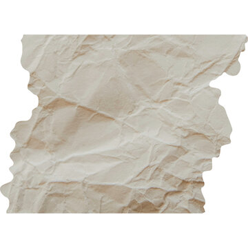 Torn piece of wrinkled beige paper scrap with vintage crumpled texture