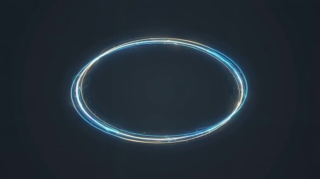 Dynamic glowing circular motion with vibrant blue and white light trails against a dark background