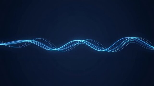 Dynamic wave of glowing blue particles undulating against a dark background, creating a sense of movement and energy