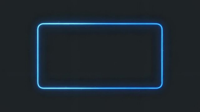 A glowing blue rectangular frame with a dark background, creating a futuristic digital effect