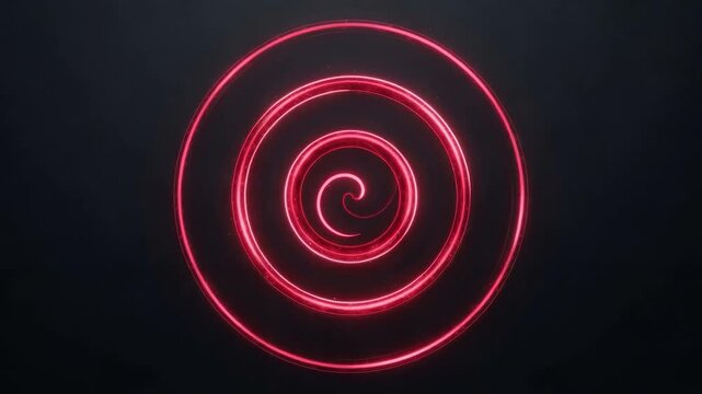 Red spiral light animation against a dark background creating a mesmerizing visual effect