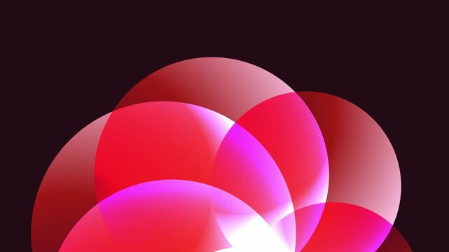 Luminous magenta and red translucent disks overlap smoothly in a vibrant 3D animation background crafted for modern concert stages and DJ streams