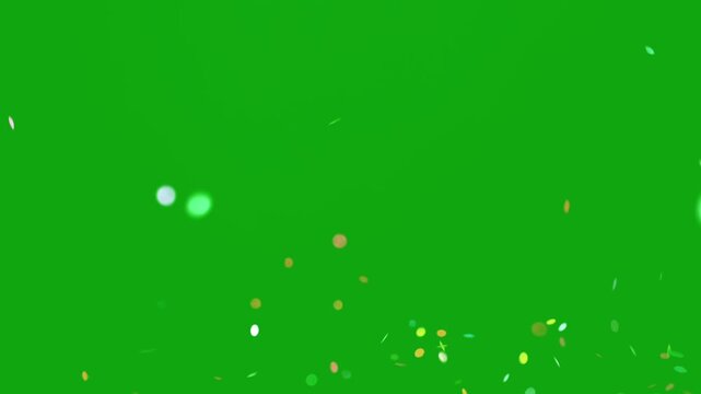Falling colorful confetti particles green screen motion graphics