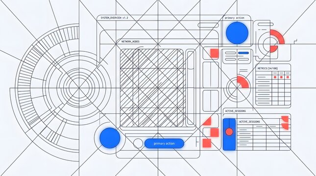 Blueprint schematic interface layout UI design wireframe vector diagram architecture blueprint