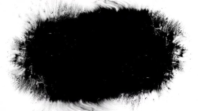 abstract background Black ink artistic flow splatter spots spills white paper beautiful reveal dripping streaks spread fluid ink alpha matte isolated watercolor ink drops transition real footage