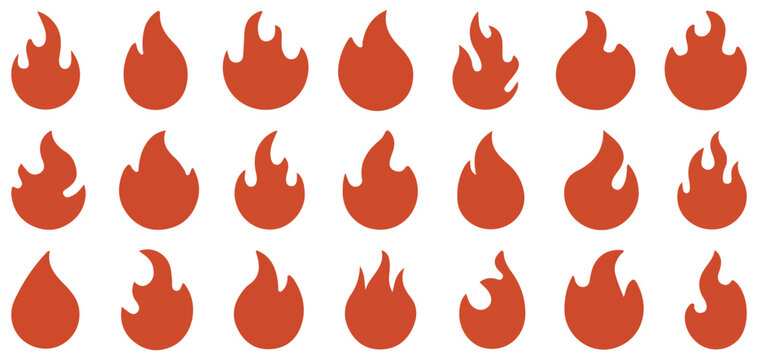 Warm Gradient Orange and Yellow Fire Flame Icons Vector Collection vector illustration eps 10