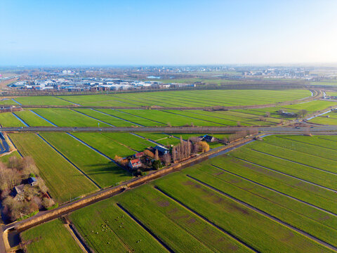 Drone view of the Zuidplaspolder where Cortelande will arise