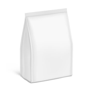 Stand up pouch blank white mockup realistic 3d template for packaging brand design presentation. Hight realistic vector illustration isolated on white background. Scalable, editable. EPS10. 