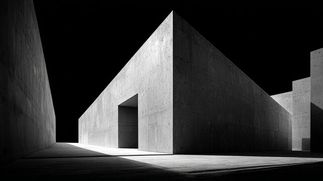 perfectly balanced architectural shapes floating, black and white photography