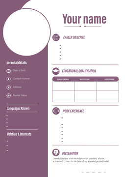 Modern Professional Resume CV Template with Purple Sidebar and Clean Corporate Layout