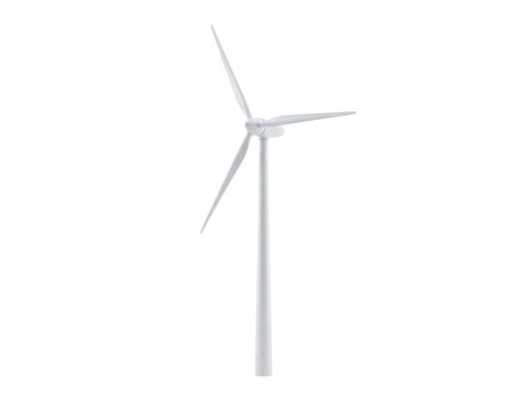 White wind turbine isolated on transparent background single energy source