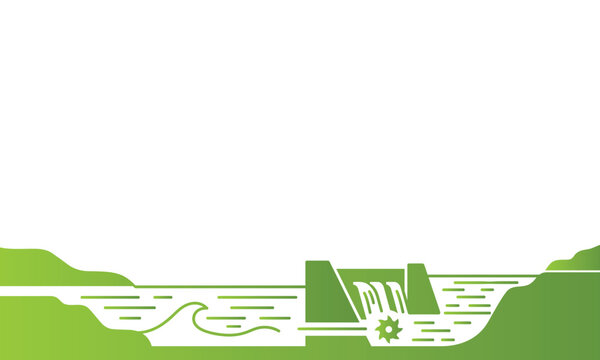A simplified diagram showing the cross section of a hydroelectric power plant dam generating renewable electricity from water
