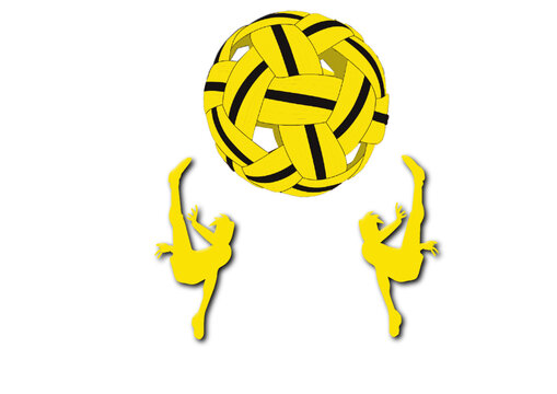 Illustration of a traditional sepak takraw ball made from woven rattan strips, representing a popular Southeast Asian sport.