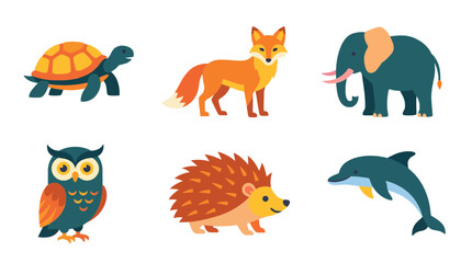 Fototapeta premium Assorted Cute Flat Design Animals Collection