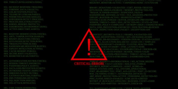 Computer System Critical Error Exclamation Triangle Icon Motion Graphic Background