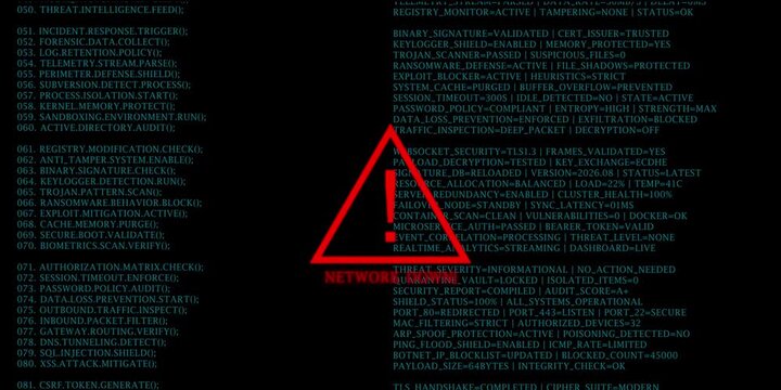 Network Down Cyber Security Warning Alert Animation with Red Triangle