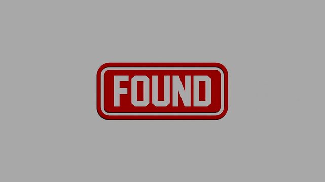 A red glossy 3D button with the word found displayed in white capital letters on a simple background