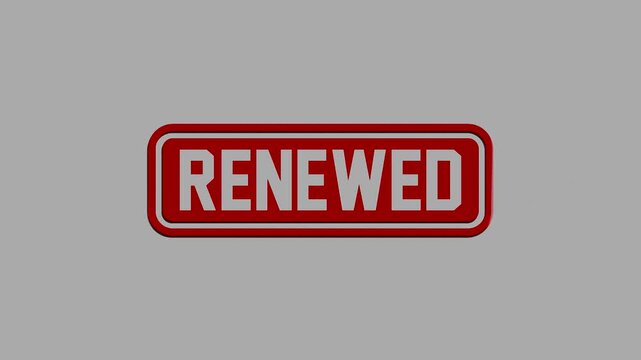 A shiny red glossy button with the word renewed written inside