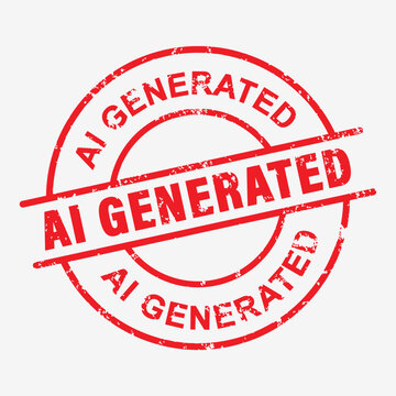 AI generated red grunge rubber stamp vector illustration isolated on white background