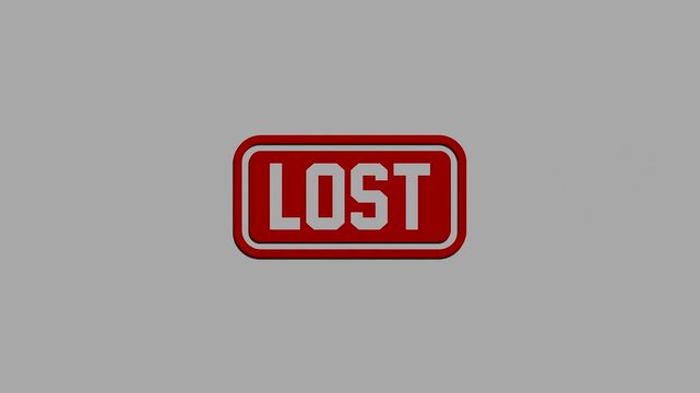 Three dimensional glossy red button with the word lost written inside