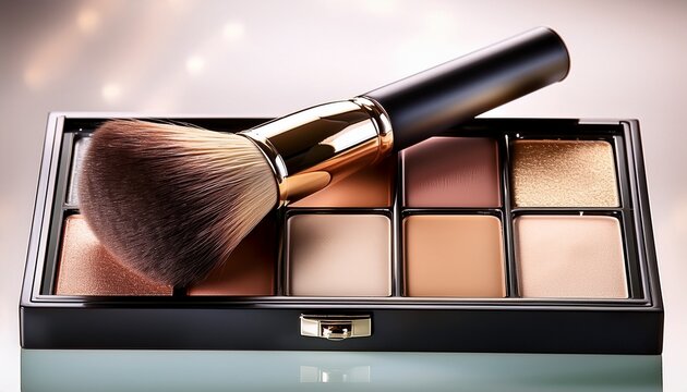luxury cosmetic makeup palette brushes and compact powder