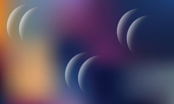 Abstract Futuristic Gradient Background with Crescent Moons and Glowing Orbs