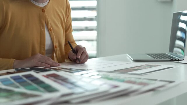 Architect could develop a concept for the design house in modern office.